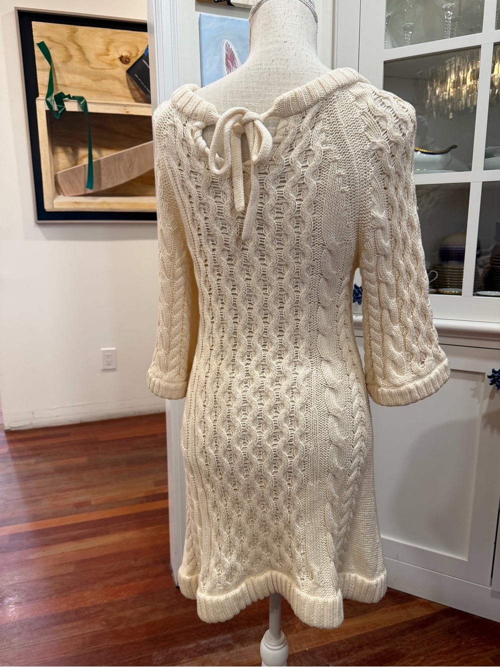 Burberry Cream Cable Knit Long Sleeve Sweater Dress - Picture 4 of 7